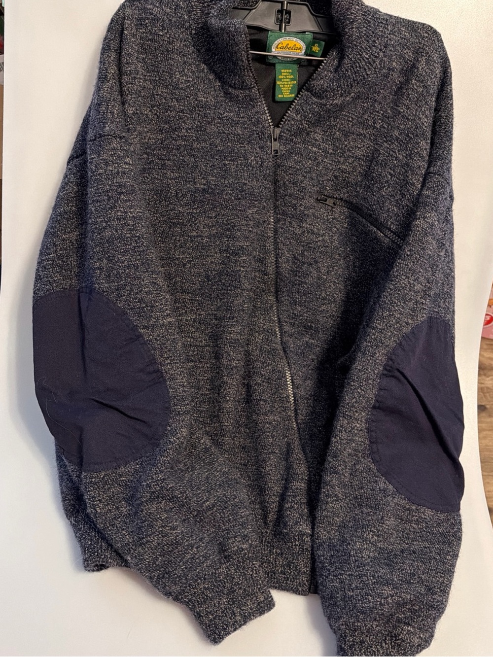 Cabela's Men's Navy Zip-Up Sweater with Elbow Patches